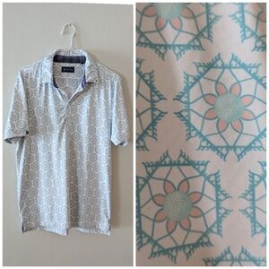 William Murray Golf Polo Shirt Mens Small Geometric Golf Ball Rake Print 86